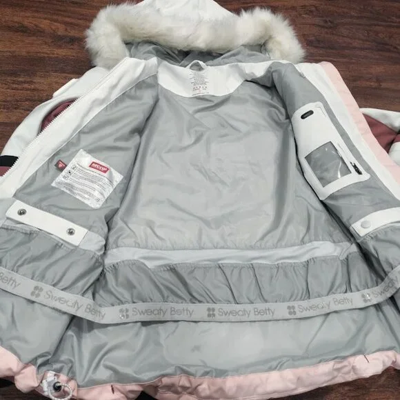 Sweaty Betty Method Hybrid Ski Jacket Faux Fur Hood Women's M, No Belt - Picture 9 of 15